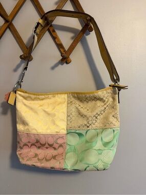 Coach Pastel Patchwork Hampton Hobo Shoulder Bag Multicolor OS
